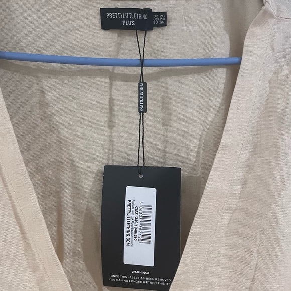 Pretty Little Thing Linen Plunge Blouse Skirt Co-ord Matching Set Plus Size 26W - Picture 5 of 7